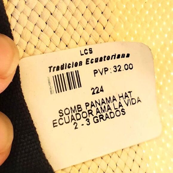 Panama Hat Medium Straw Woven Hand Painted Ecuador Beige NWOT - Picture 9 of 11